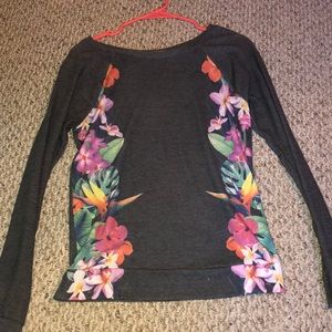 Gray + floral sweater